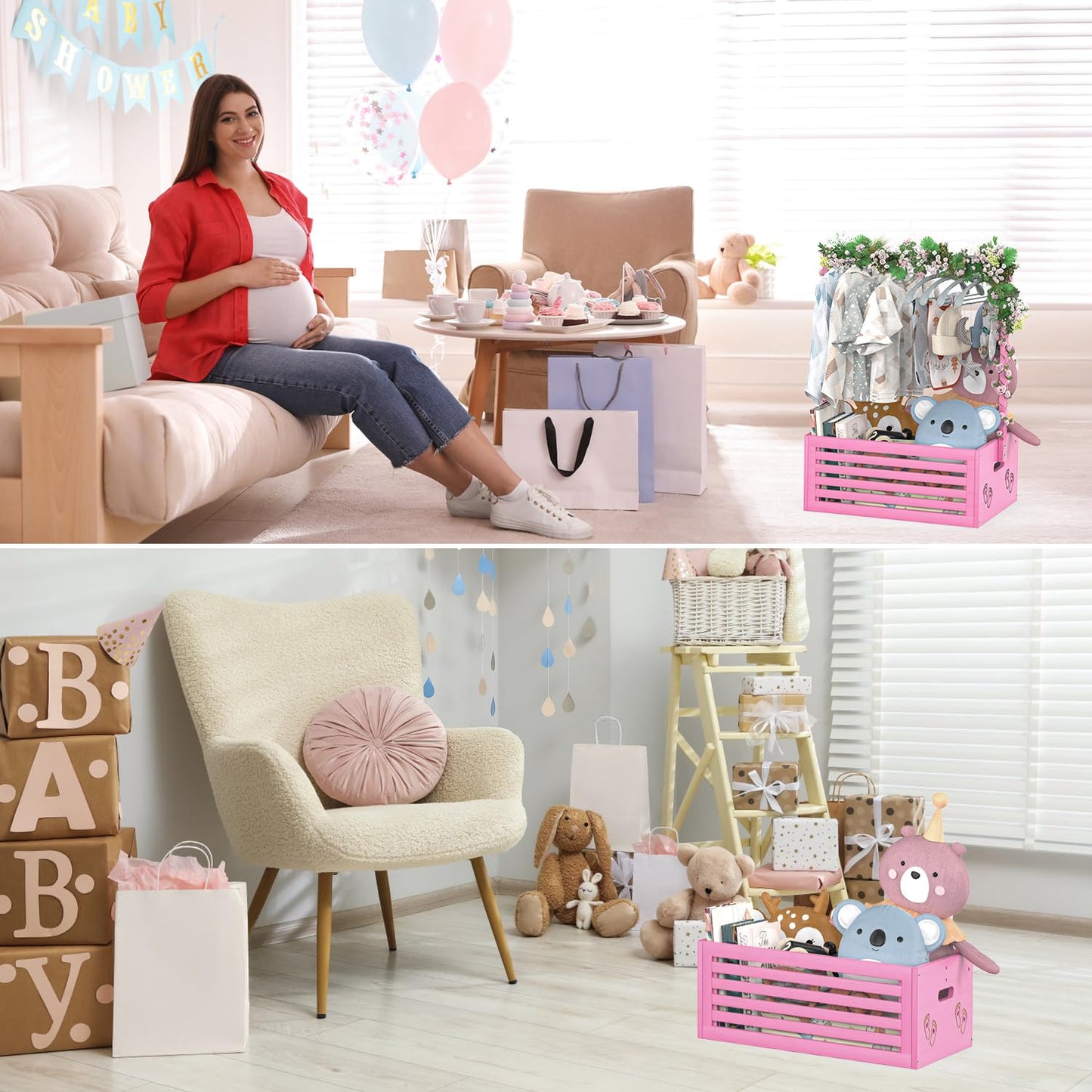 Multi-functional Bamboo Gift Basket - Big - Pink