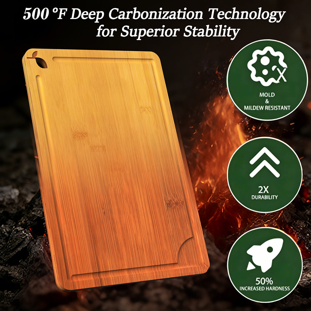 Cutting Boards for Kitchen,Bamboo Cutting Board Set of 2, Large and X-Large Carbonized Chopping Boards with Deep Juice Grooves and Handles for Meat, Bread, Dough Kneading and Cheese