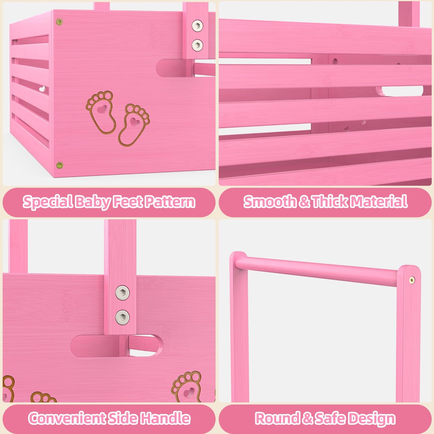 Multi-functional Bamboo Gift Basket - Big - Pink