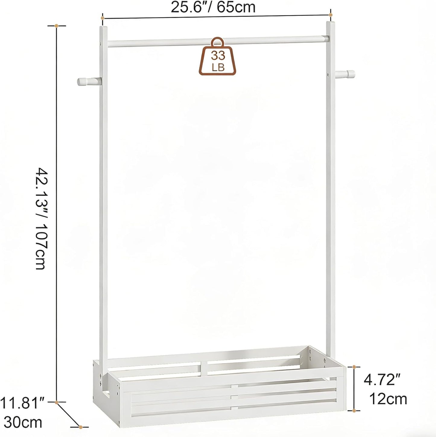 Kids Clothing Rack for Toddler, Pets Clothes Rack with Storage Box & Hanging Rod for Dogs/Cats, Baby Clothes Closet Stand for Nursery Room (White, Kids)
