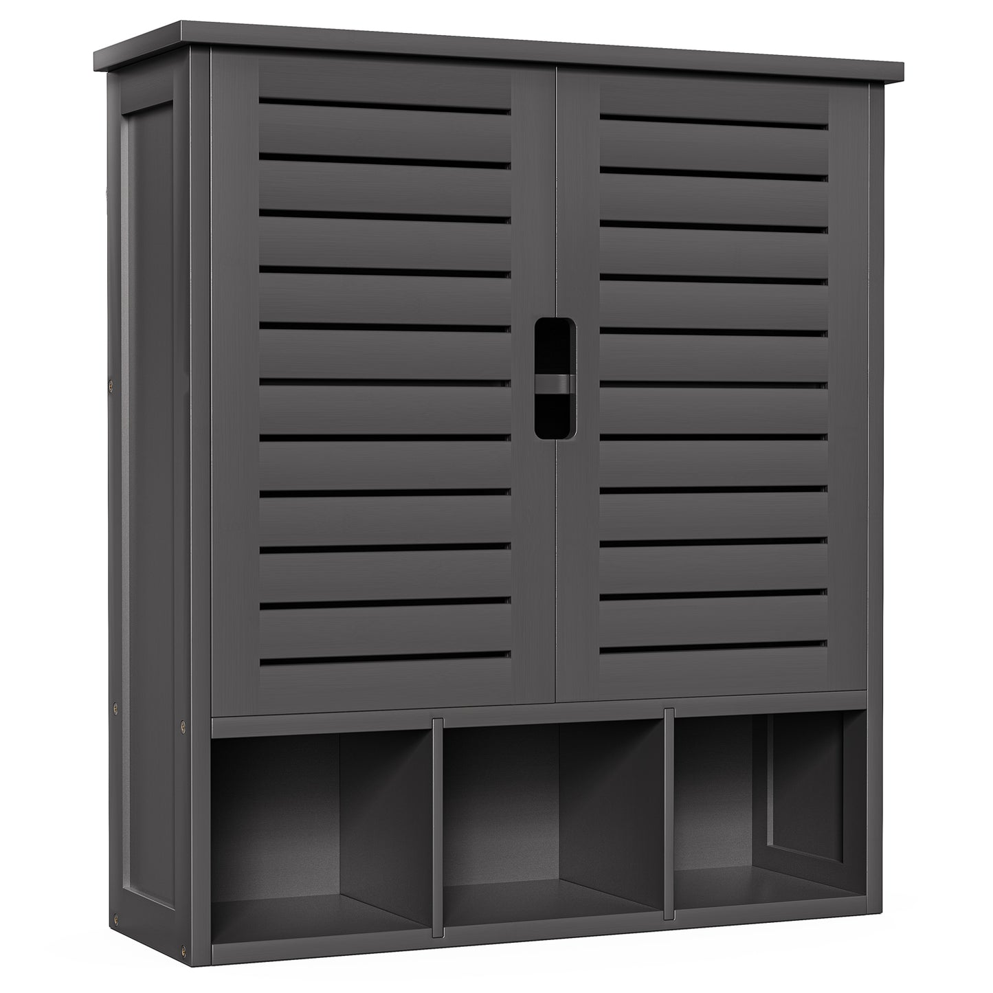 Removable Bamboo Two-Door Wall Mounted Bathroom Cabinet (Black)