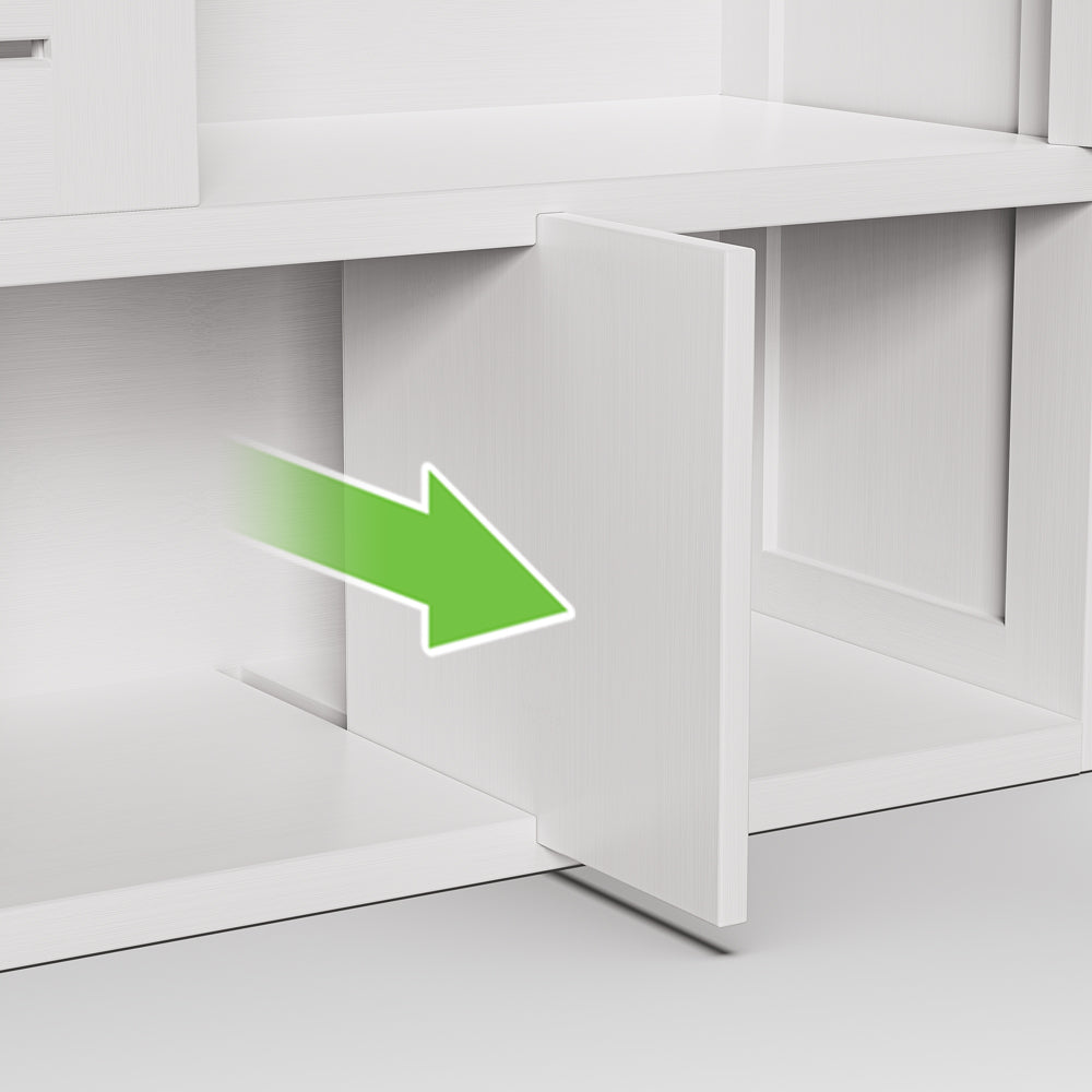 Removable Bamboo Two-Door Wall Mounted Bathroom Cabinet (White)