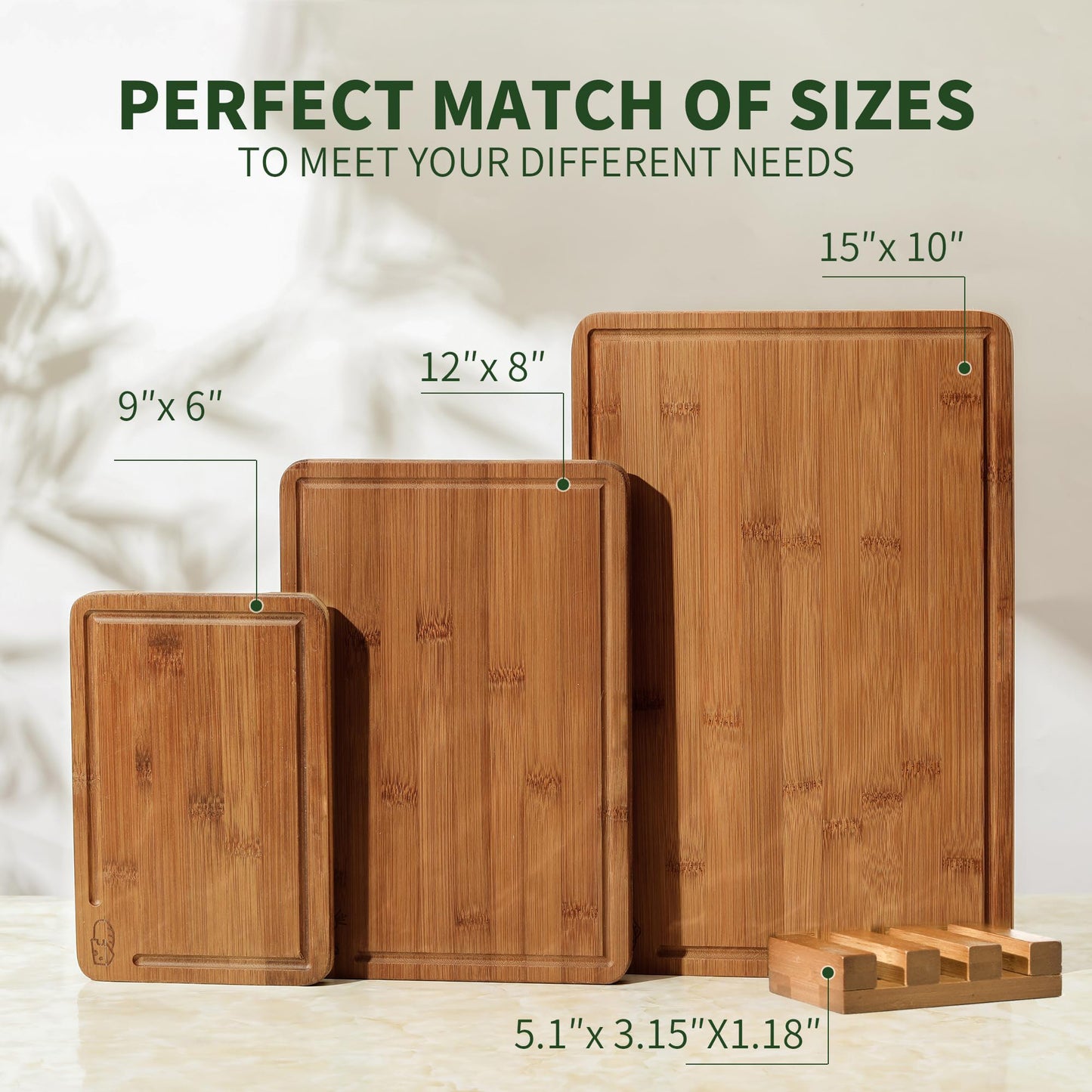 Bamboo Cutting Board for Kitchen with Juice Groove, End-Grain Butcher Block Chopping Boards, Checkered Wooden Cutting Boards Set of 3 with Stand, Knife-Friendly, Serving Tray (Copy)