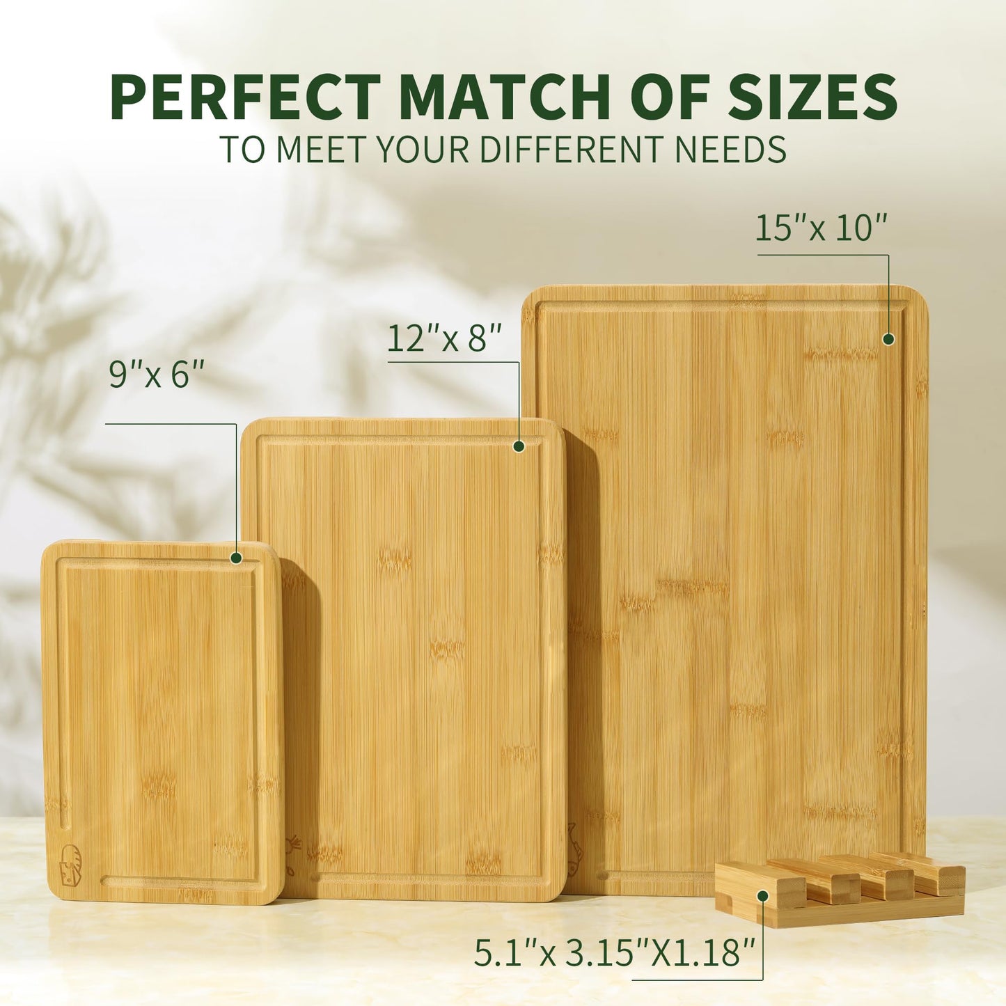 Bamboo Cutting Board for Kitchen with Juice Groove, End-Grain Butcher Block Chopping Boards, Checkered Wooden Cutting Boards Set of 3 with Stand, Knife-Friendly, Serving Tray (Copy) (Copy)