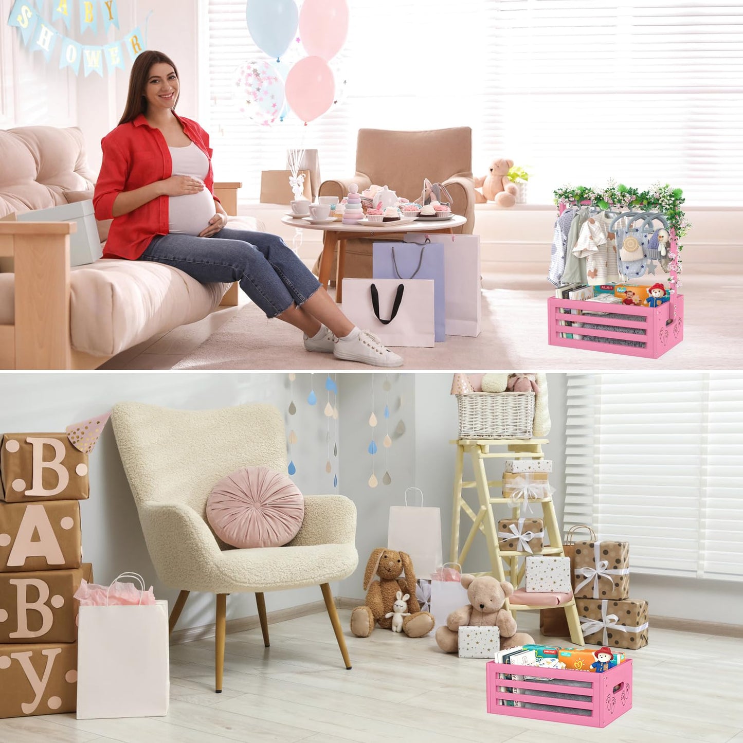 Multi-functional Bamboo Gift Basket - Small - Pink