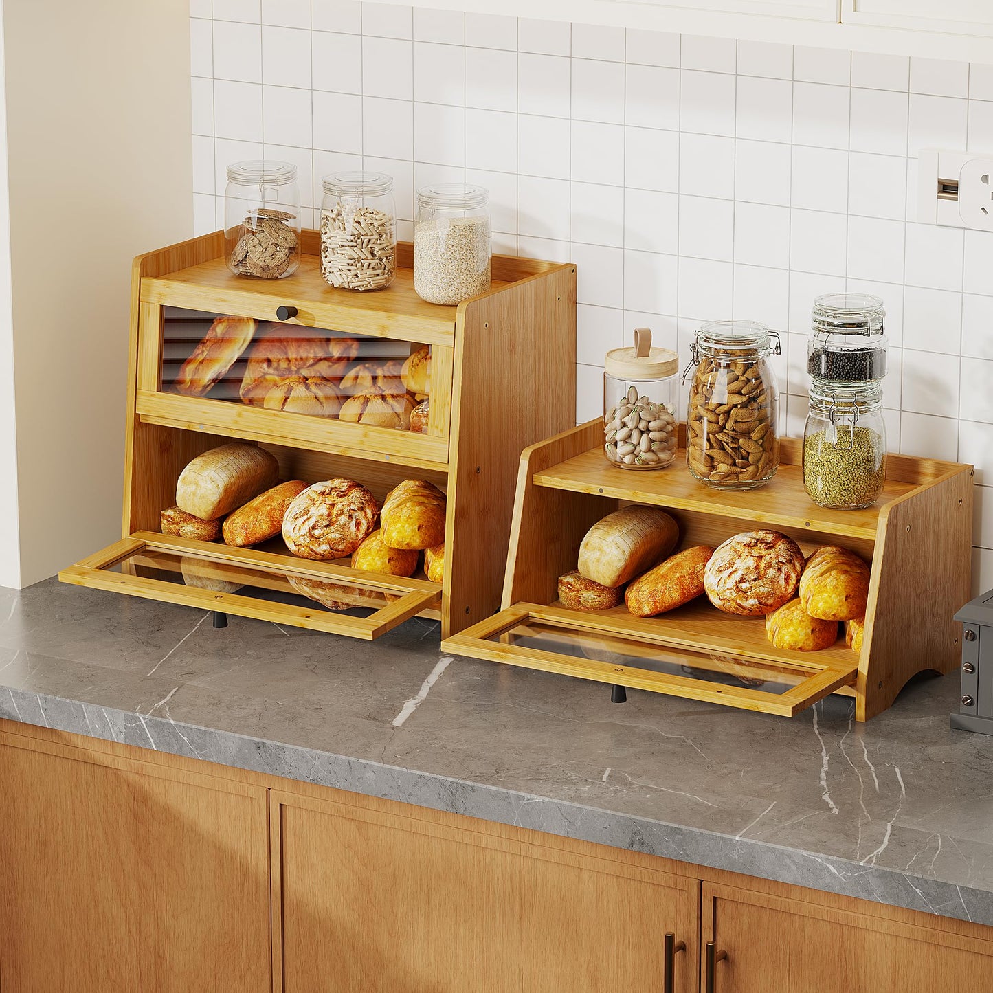 Mini Bamboo Bread Box -Natural