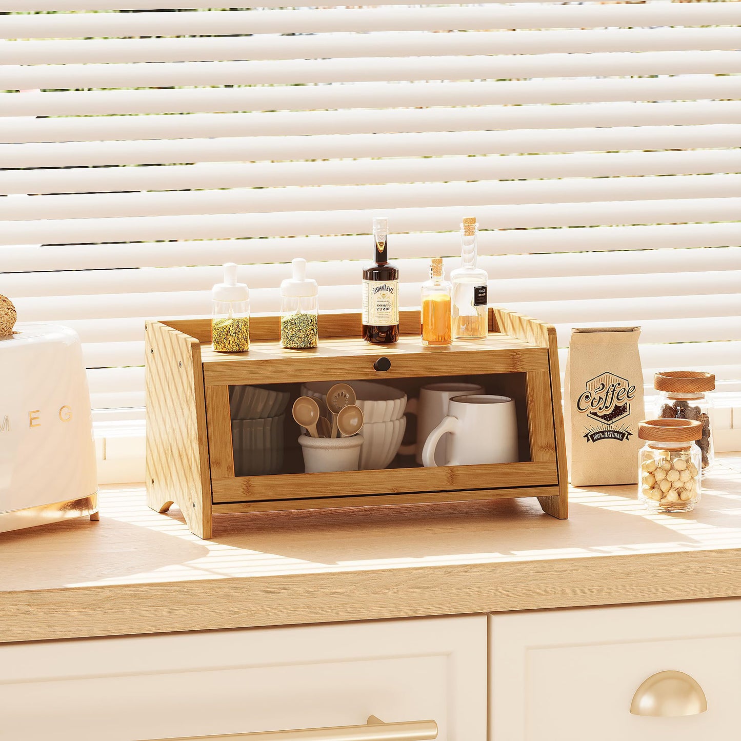 Mini Bamboo Bread Box -Natural